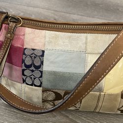 COACH VINTAGE y2k PATCHWORK SIGNATURE SUFFLETTE LEATHER HANDBAG No