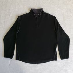 ZEGNA S Sport Men's 1/4 Zip Fleece Pullover (M) Black/Gray