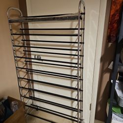 Shoe Rack with wheels Chrome 