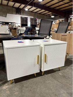 Akxomel White Nightstand Set of 2, Fluted Night Stand Drawers  $79   Brand new and already assembled    Sweet Home Furniture Address: 782 Silver Bluff