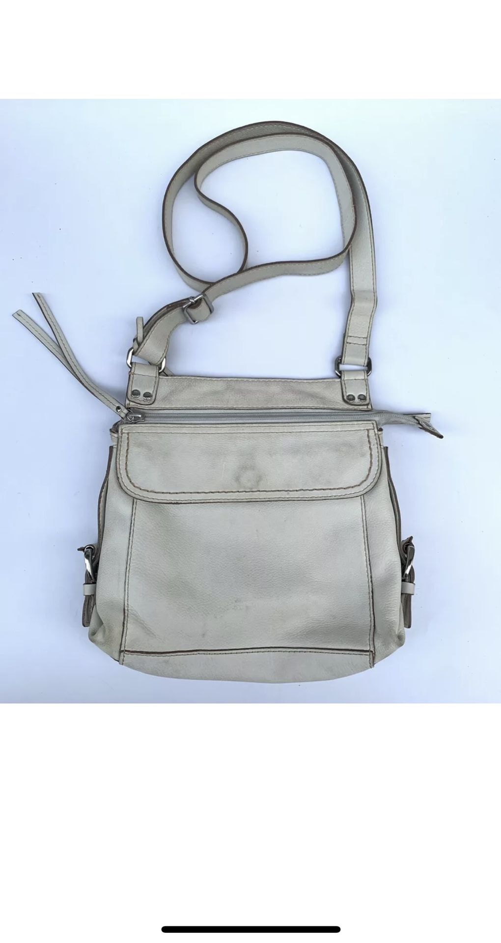 Fossil Castille Traveler White Pebbled Leather Crossbody Bag Purse