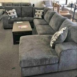 Smoke Color 3 Pieces Sectional Couch ONLY$10 DOWN SAME DAY DELIVERY