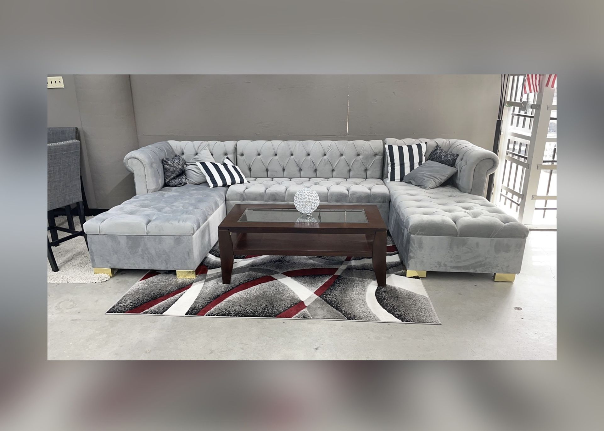 Atlas Grey Oversized👍🏼 Huge double chaise Sectional 😊🙏Delivery option🚚only $39 down🤩