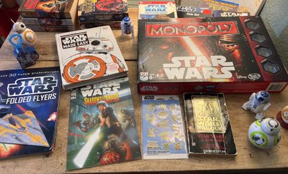 Lot Of Star Wars Disney Books Monopoly Figurine R2 D2 Comic Shadows Of The Empire Origami Paper Plane Book Stickers 6 Vintage Books 4 Kids Books