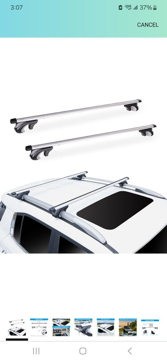 Roof Rack Cross Bars 54", Universal Adjustable Aluminum Crossbars with Dual Lock System for Kayak ,cargo ,bike