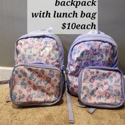 Hurley Back Packs With Lunch Bags $10 Each