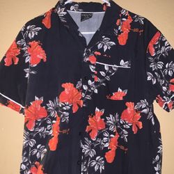 Floral Hawaiian button Up Shirt Umpire Short Sleeve