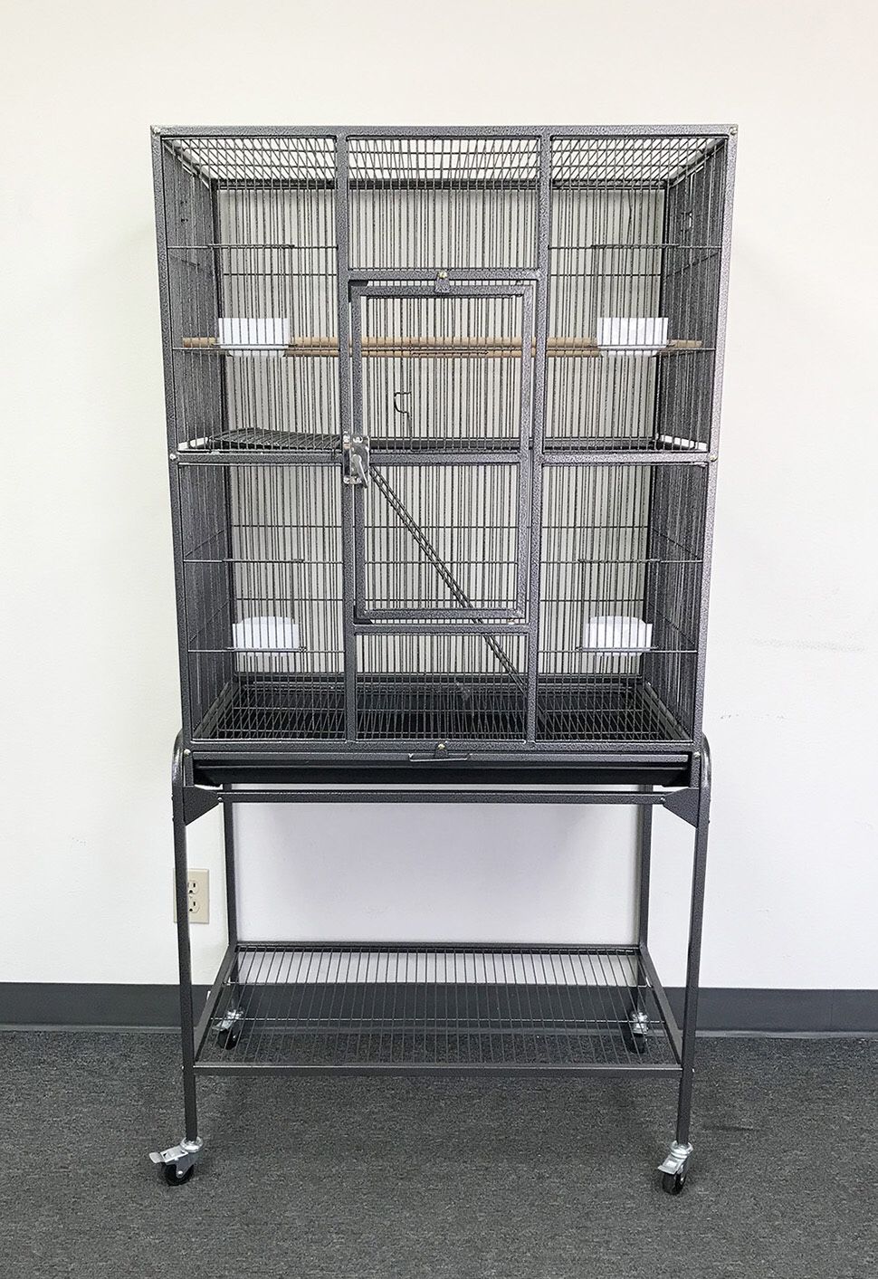 New $90 Large Bird Cage Parrot Ferret Cockatiel House Gym Perch Stand w/ Wheels 32”x18”x63”