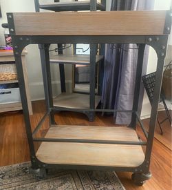 Franklin bar cart and wine rack weathered gray