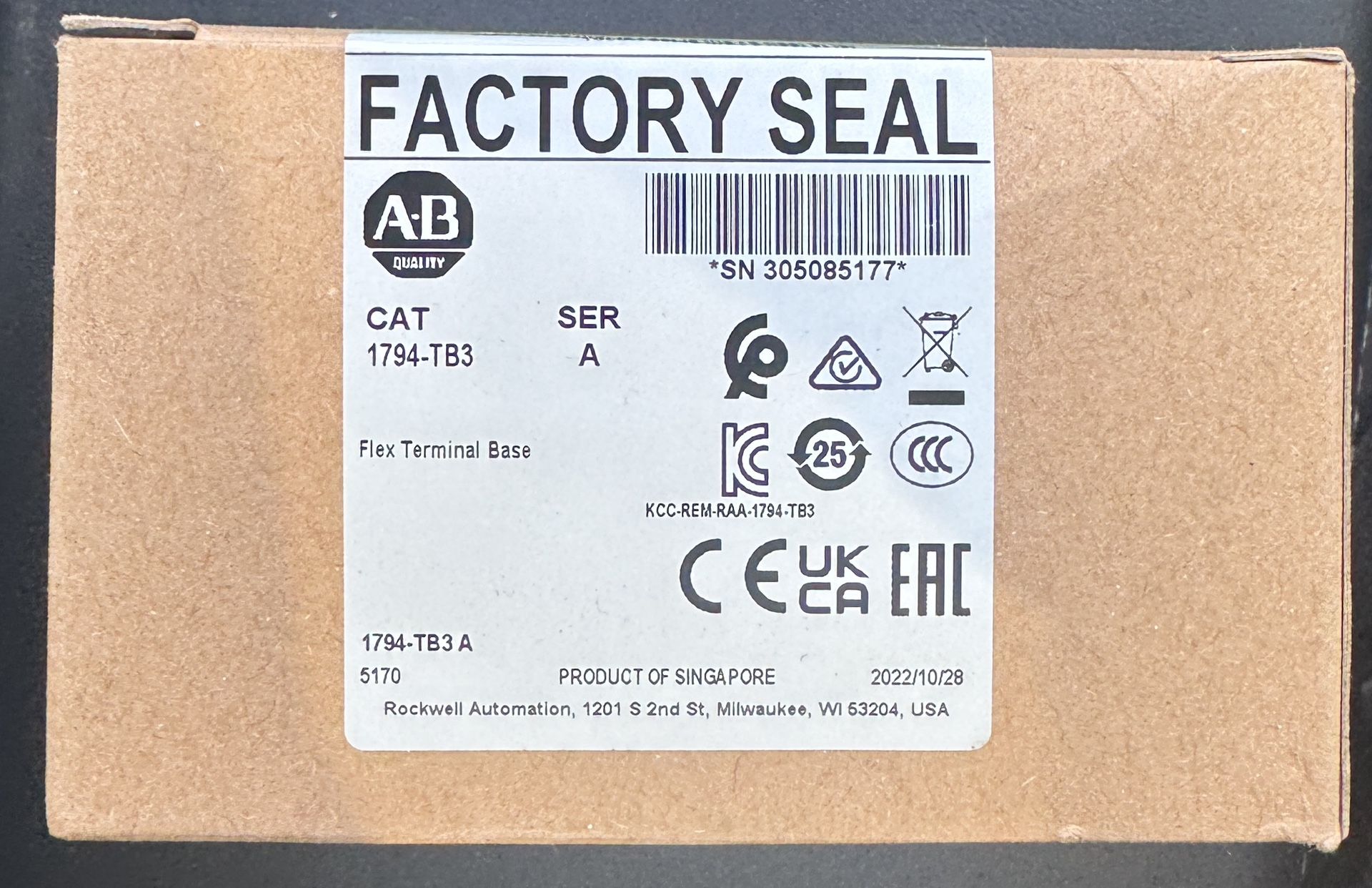 NEW! IN BOX AB 1794-TB3 Flex Terminal Base Module 1794tb3