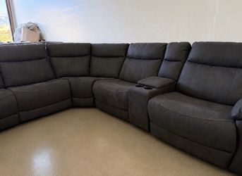 Large Gray Fabric Reclining Sectional Sofa