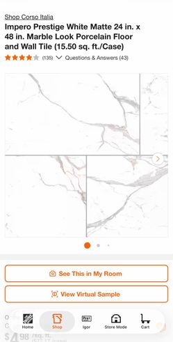 Corso Italia Impero Prestige White Matte 24 in. x 48 in. Marble Look Porcelain Tile
