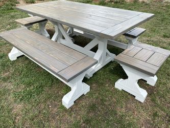 🔥Farmhouse  Dining Table  Set - Solid Wood 💯