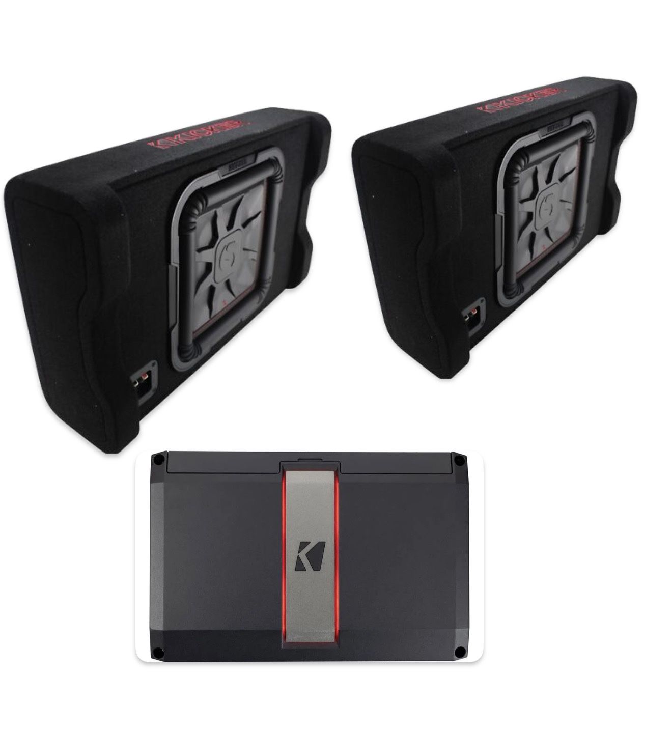 NEW 2 12” Kicker L7t Subwoofers Shallows With Boxes And Kicker Amp