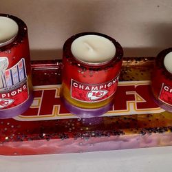 Tray And Candles Resin Handmade Kansas City Chiefs  Champion 