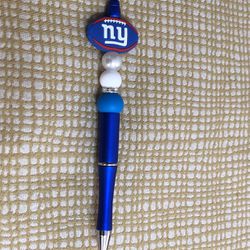 NY Giant Football beads pen. Color blue. Size 6”LX 1” W