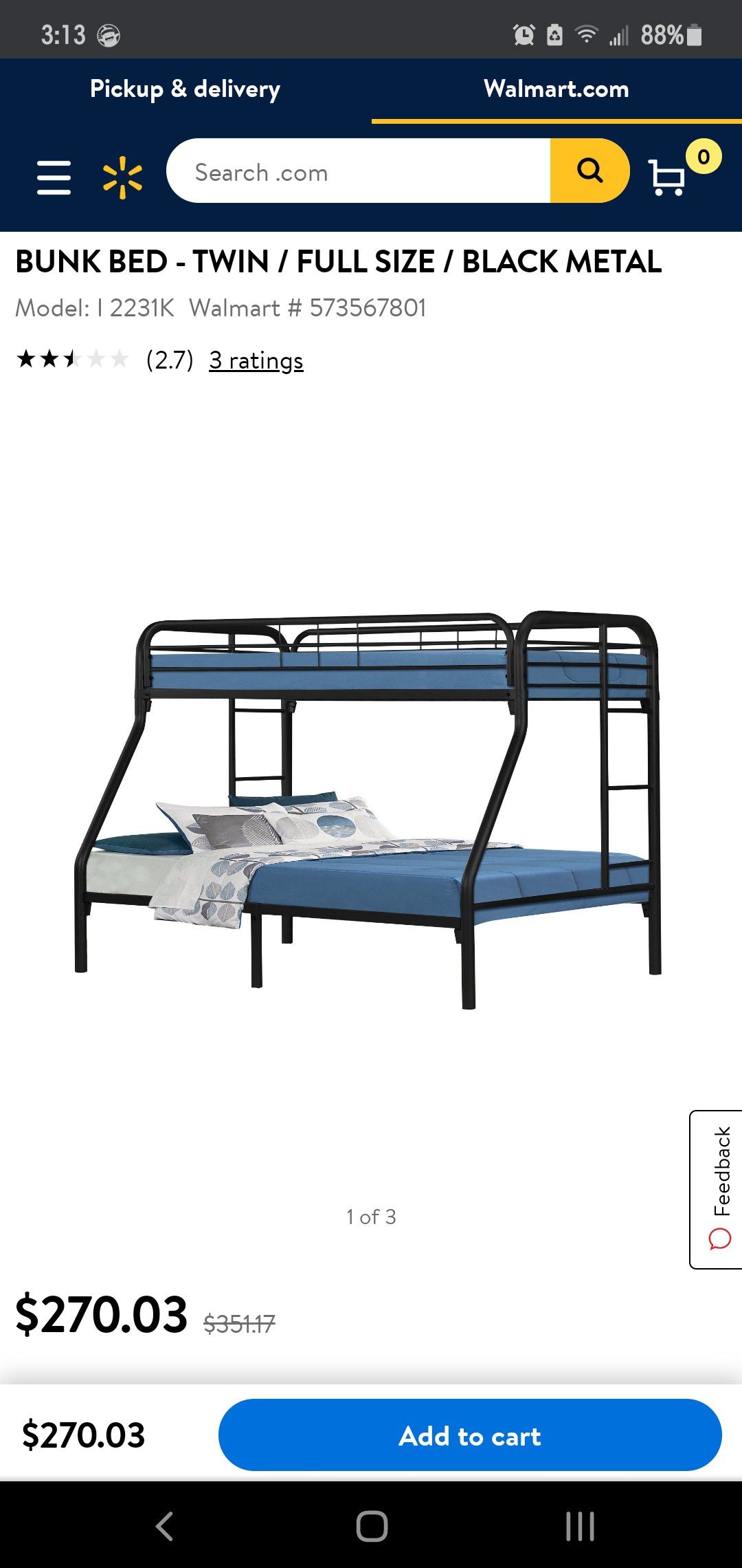 Bunk bed :twin over full