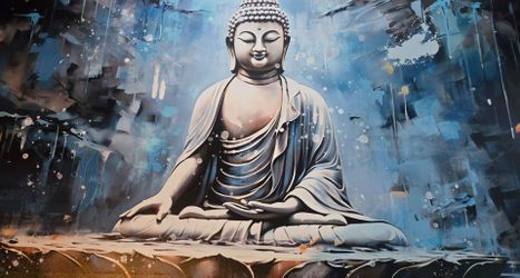 Abstract Buddha Meditation Religious Canvas Painting Unframed