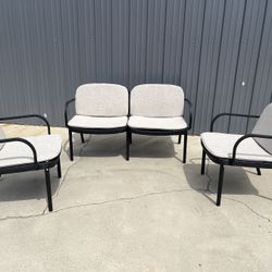 Outdoor 3-Piece Patio Set - Black Frame+Beige Cushion - New In The Box