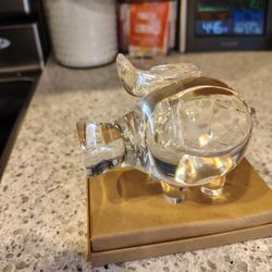Vintage Steuben Glass Crystal Pig Sculpture -Signed