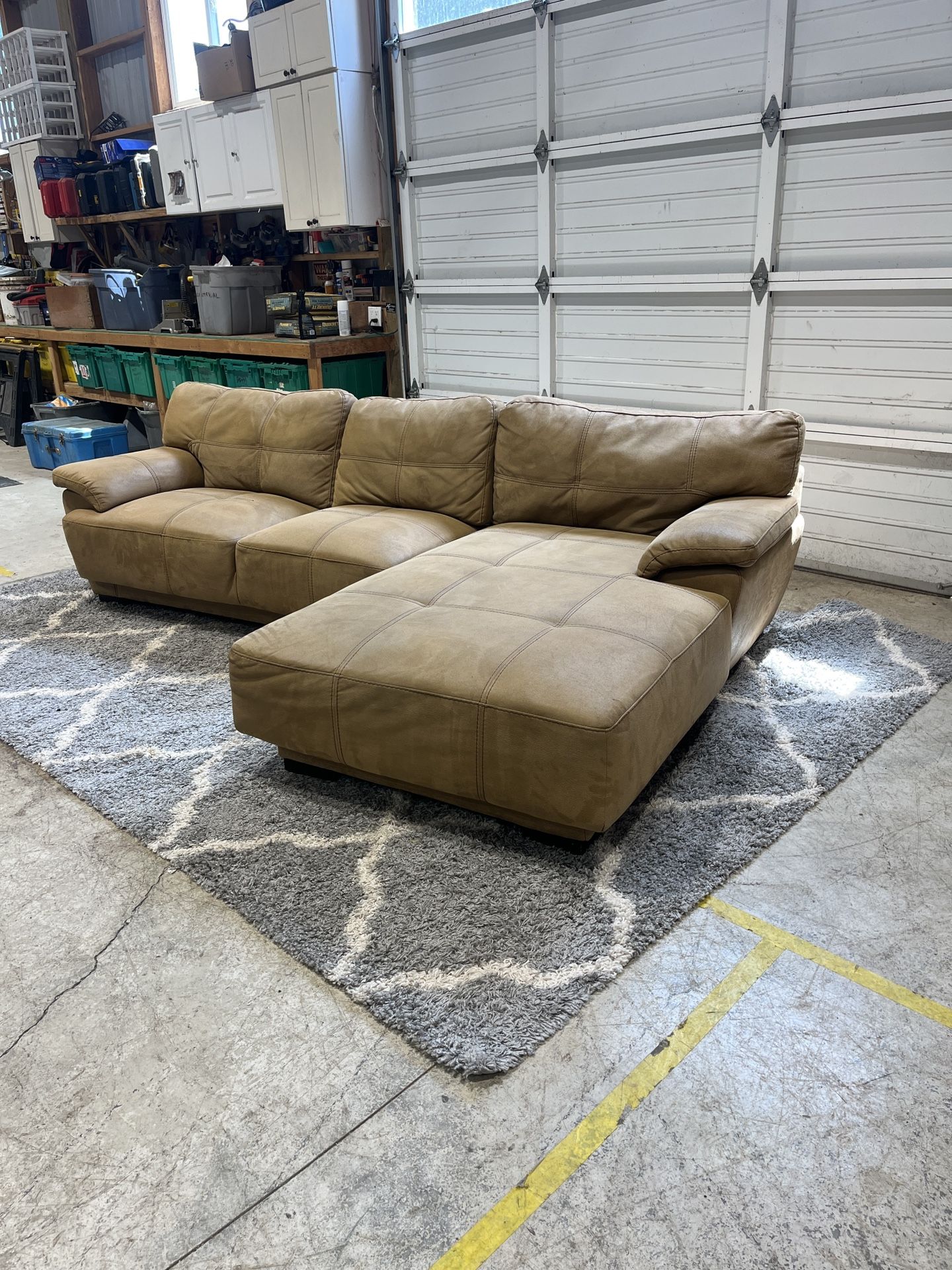 Large Tan Sectional Couch – Super Comfortable!