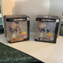 Stephen Curry and Luka Doncic Mini 6” NBA All Stars figures NIB Both one price, boxes are not perfect both still have seal over plastic cover. These a