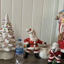 Vintage Christmas Decorations Ceramic Christmas Tree Ceramic Santa Claus