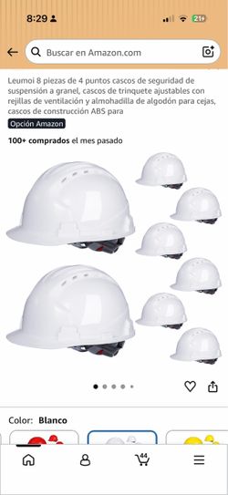 Leumoi Hard Hats 8-Pack White Construction Helmets