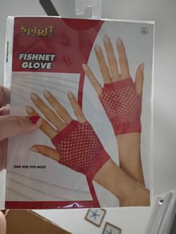 Red fishnet gloves