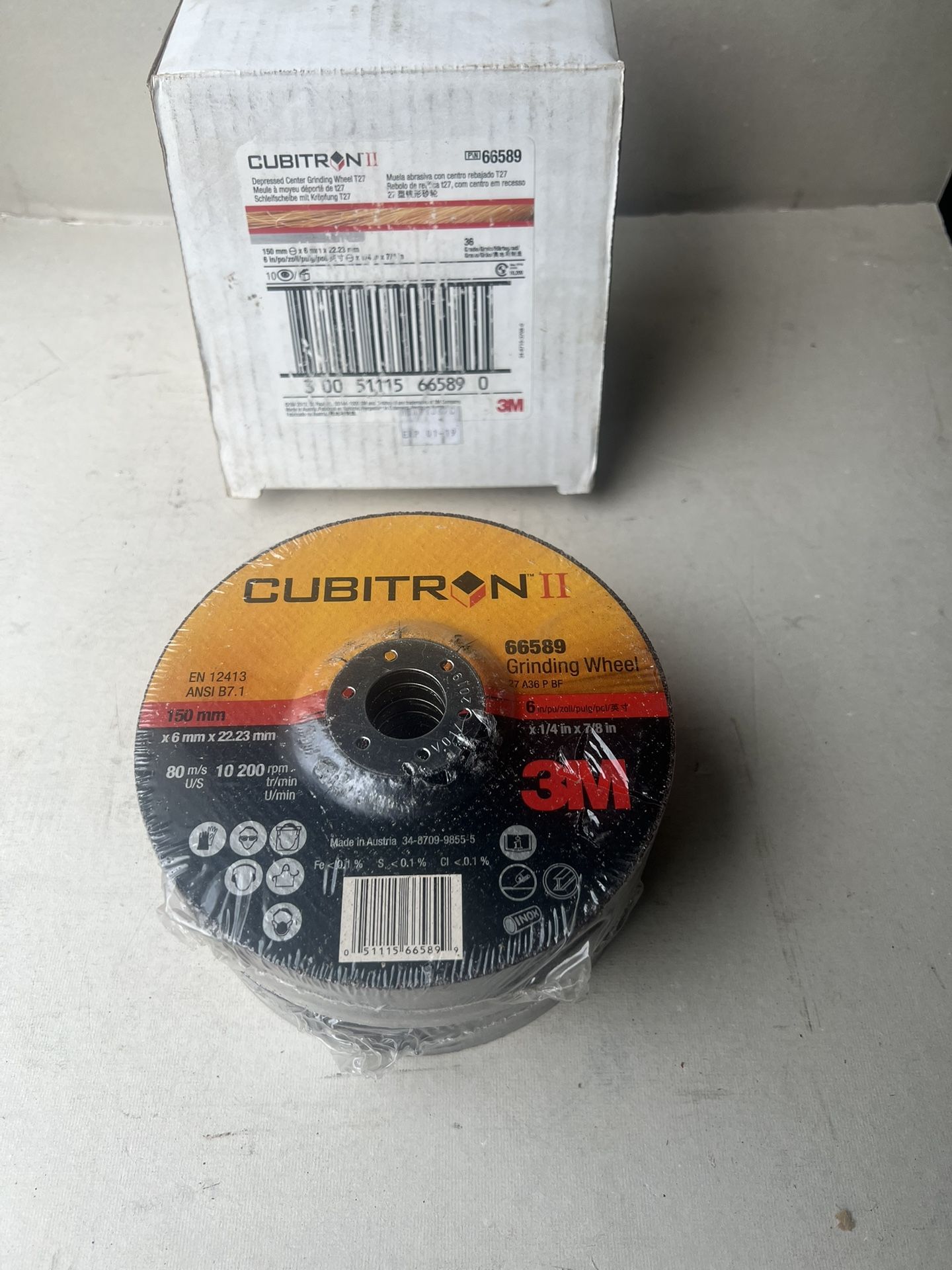 3M Cubitron 2 Grinding Wheels ( 10 Pack) 6”x1/4”x7/8” Item Number 66589