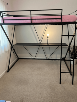 Lionel Twin Loft Bed – Like New, Includes Mattress and Desk – Houston, TX