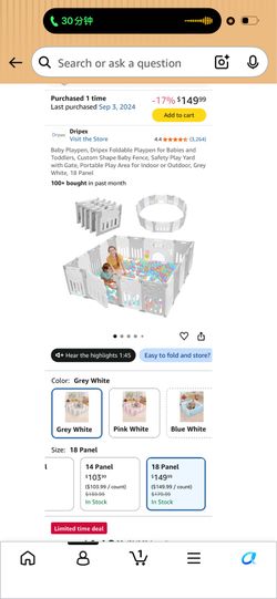 Dripex 18 Panel Baby Playpen