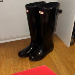 Women’s Hunter Rain boots In Black Gloss US 9 