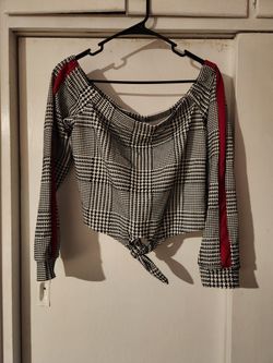 Fashion Nova Houndstooth crop Top Xlarge