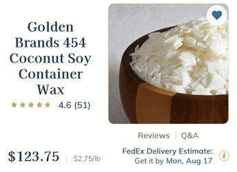 Golden Brands 454 Coconut Soy Wax – 45 lb Box – Brand New