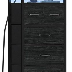 Tall 5 Drawer LED Nightstand