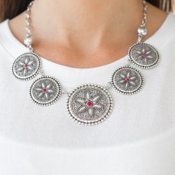 Only $5 Silver And Pink Necklace 