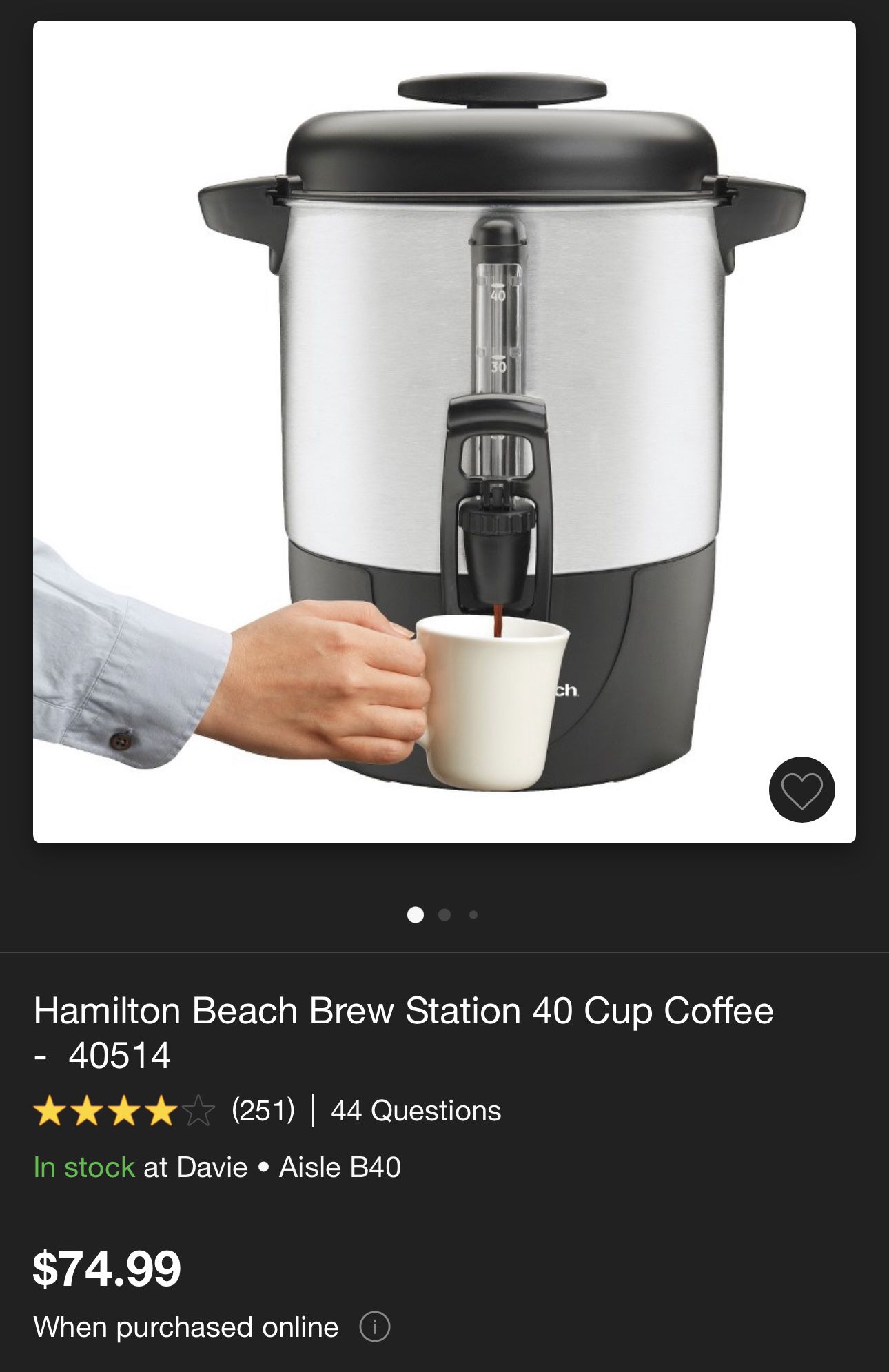 Hamilton Beach Brew Station 40 Cup Coffee - 40514