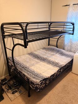 Black Metal Twin over Full Bunk Bed Frame