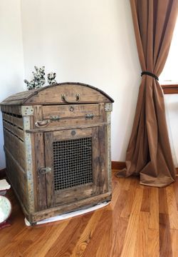Antique Wooden Dog Crate by A. Backus, Jr., & Sons, Detroit, Early 1900’s