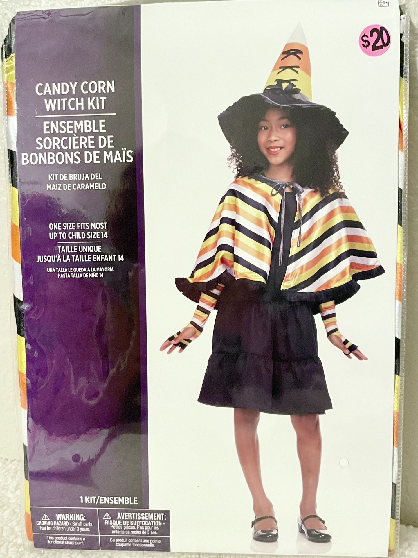Costume “Candy Corn Witch Kit” • One Size Fits Most • Up To Child Size 14 • Brand New