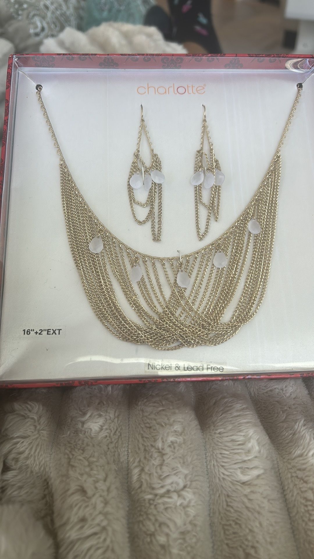 Gold Nickel And Lead Free Necklace And Earrings Set Very Elegant!