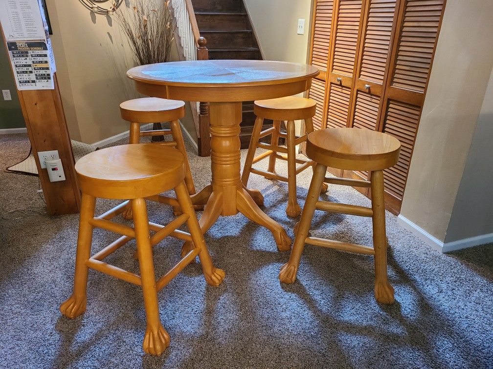Solid  Hardwood Pub Table and 4 Chairs