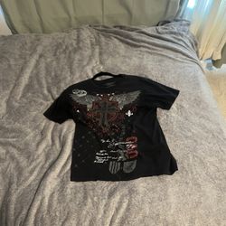 Affliction Cross graphic t shirt black And Red Medium