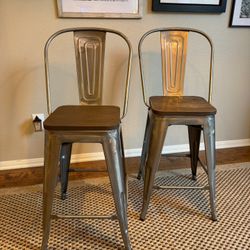 Metal And Wood Industrial Style Counter Stools