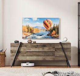 Rustic TV Stand for 50-65 Inch TVs, 55.12 Inch Entertainment Center with 2 Drawers & Adjustable Open Shelves, Industrial Media Console with Metal Legs