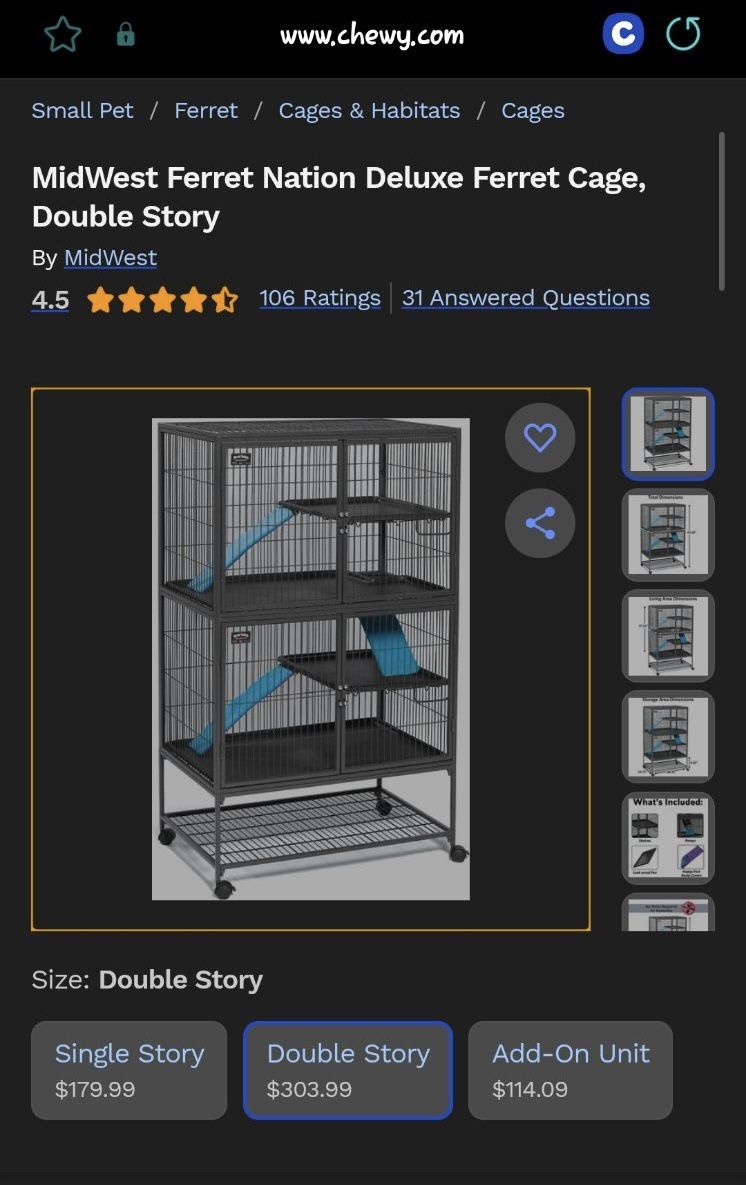 Midwest Ferret Nation Deluxe Ferret Cage, Double Story