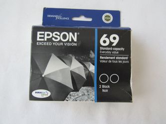 New Printer Black Ink Cartridges 2 pk, Epson 69