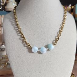 New Handmade Stainlesss Steel Larimar Necklace 