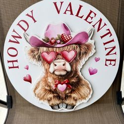 Howdy Valentine Highland Cow Wood Wall Decor